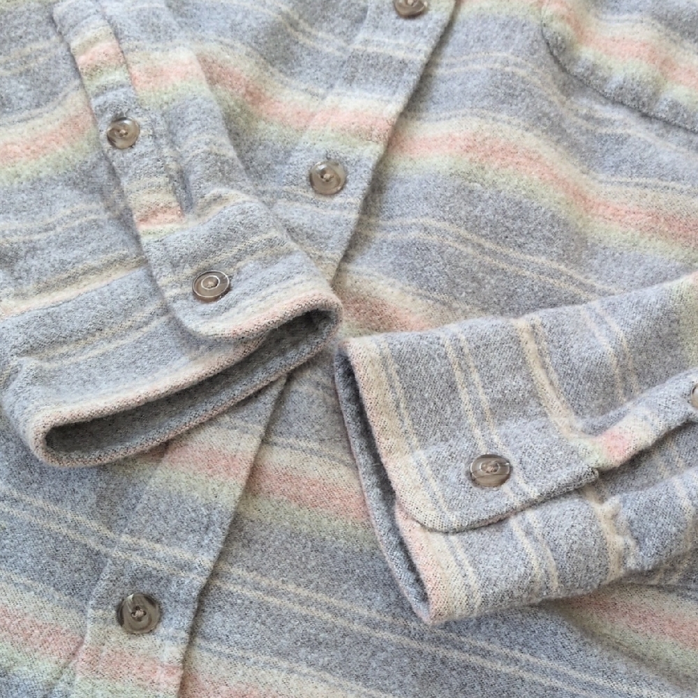 MARINE LAYER I Striped Vintage Style Cotton-Wool Blend Button Front Shirt, L - Picture 9 of 15